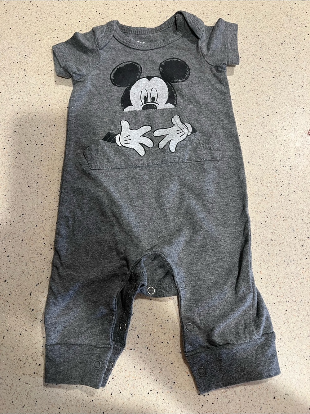 Disney Gray Mickey Mouse Peekaboo One-Piece Bodysuit